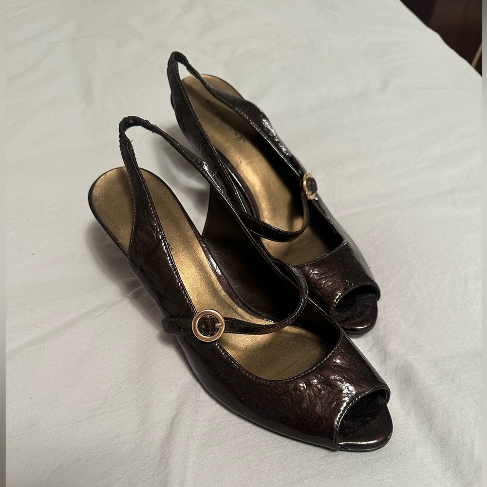Naturalizer Dark Brown Peep Toe Heels
